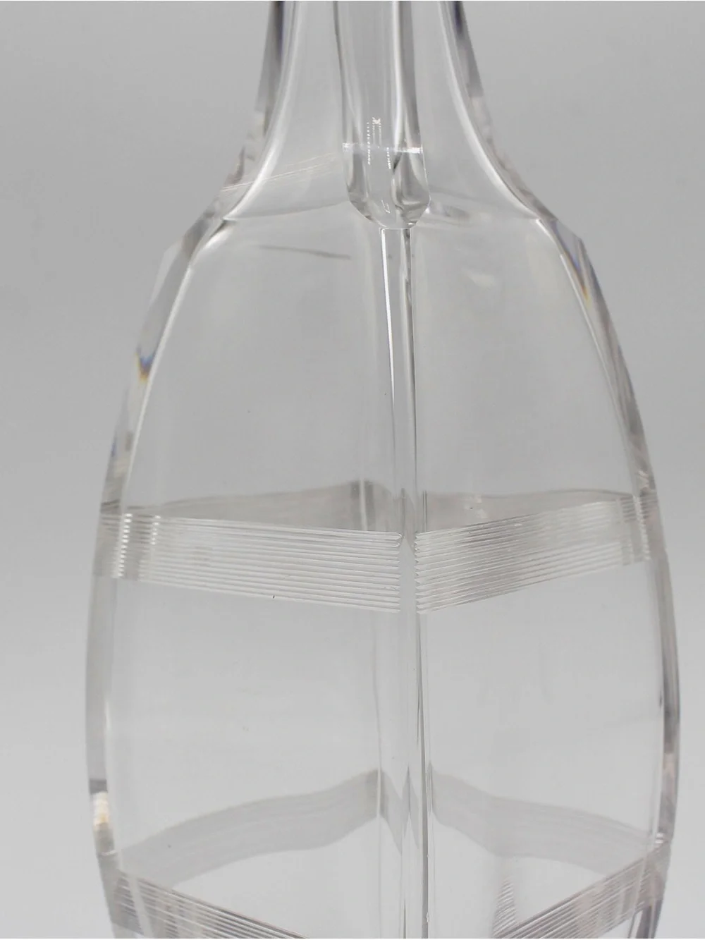 Antique Etched Crystal Decanter with Sterling Silver Collar